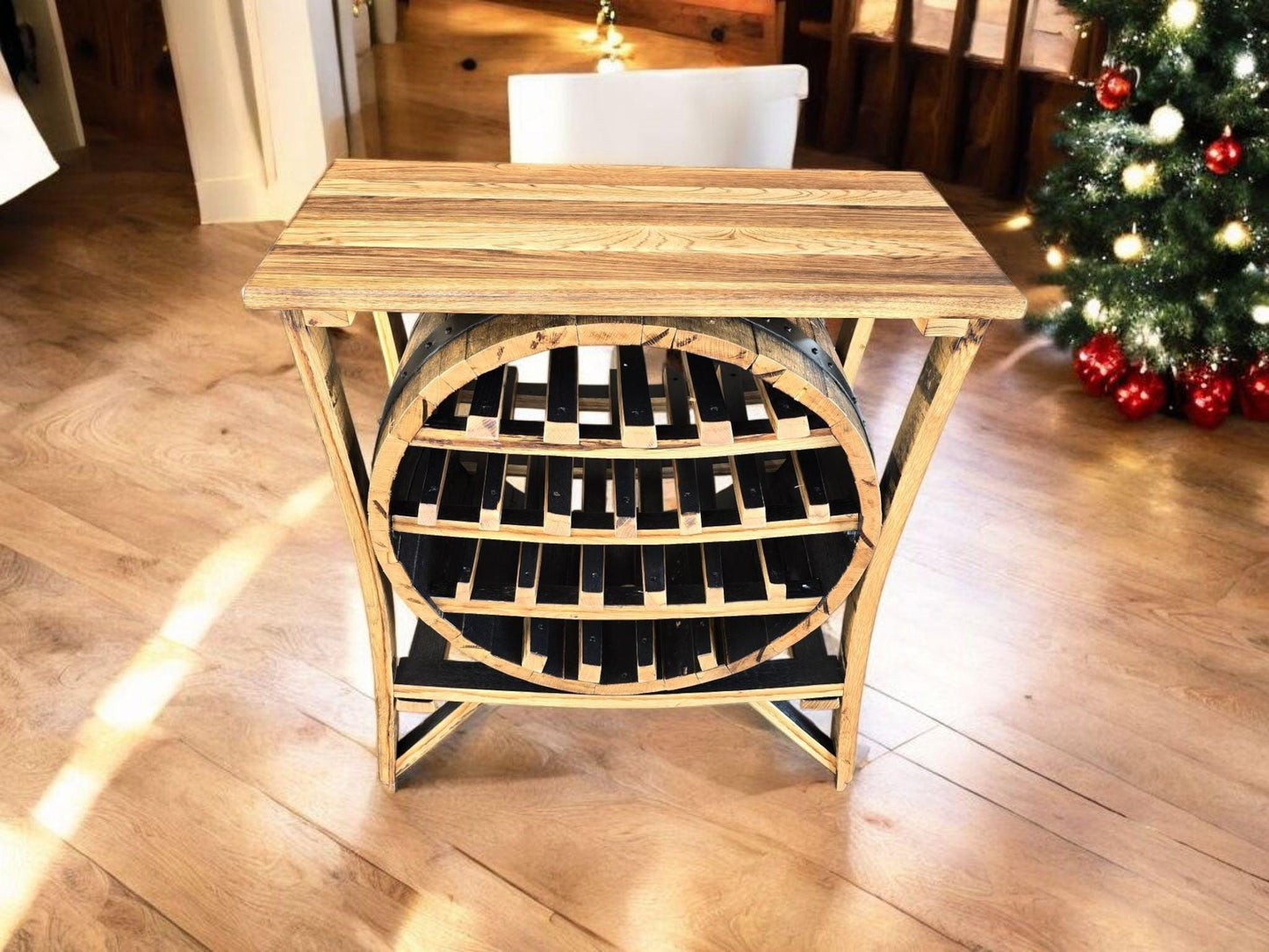 Whiskey Barrel Wine Rack Made From Authentic  Whiskey Barrels - Burnt Hickory