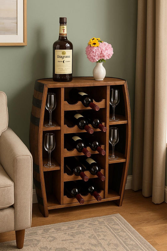Whiskey Barrel Wine Rack Whiskey Bottle Display Rack
