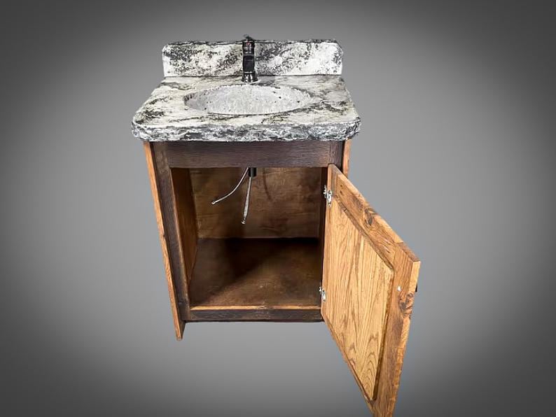 Reclaimed Rustic Barn Door Concrete Vanity 24"