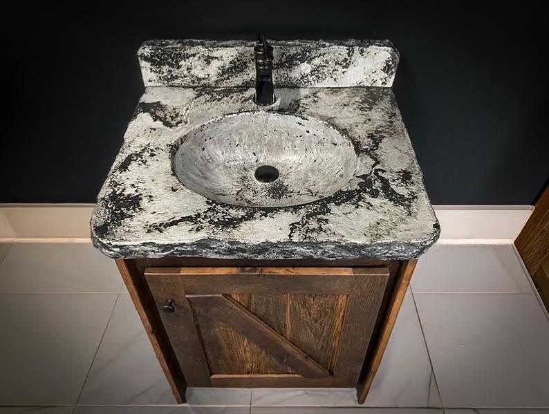 Reclaimed Rustic Barn Door Concrete Vanity 24"