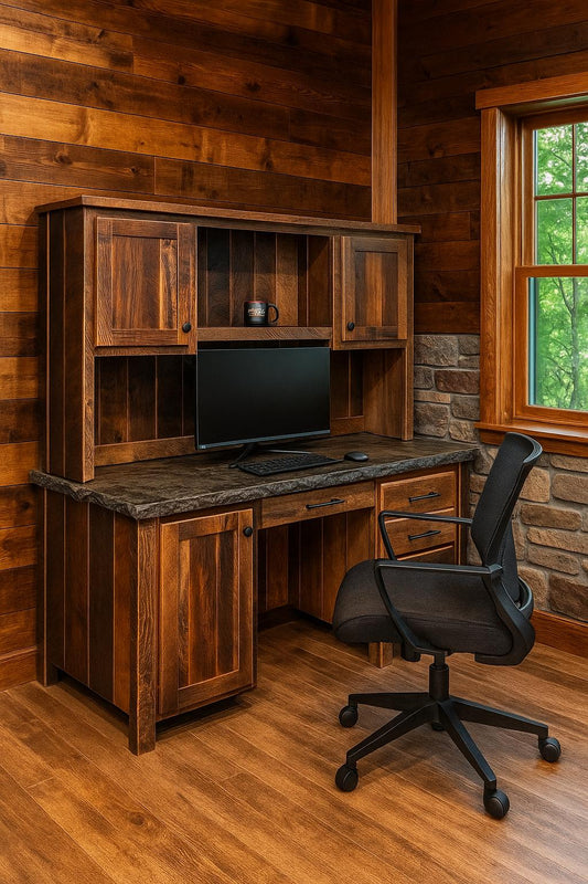 Reclaimed Barn Wood Desk with Concrete Desktop Workspace Desk