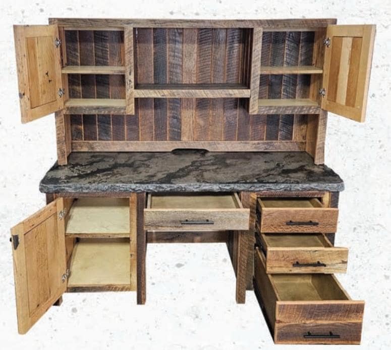 Reclaimed Barn Wood Desk with Concrete Desktop Workspace Desk
