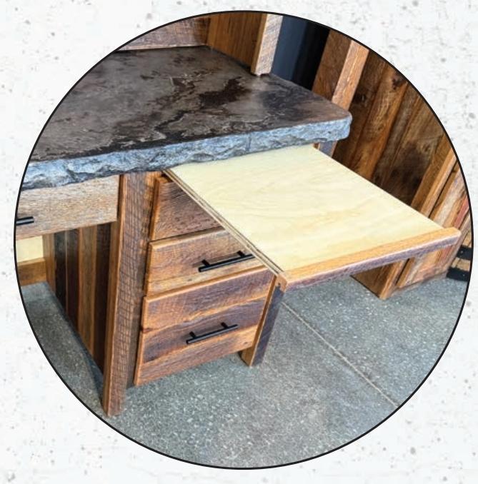Reclaimed Barn Wood Desk with Concrete Desktop Workspace Desk