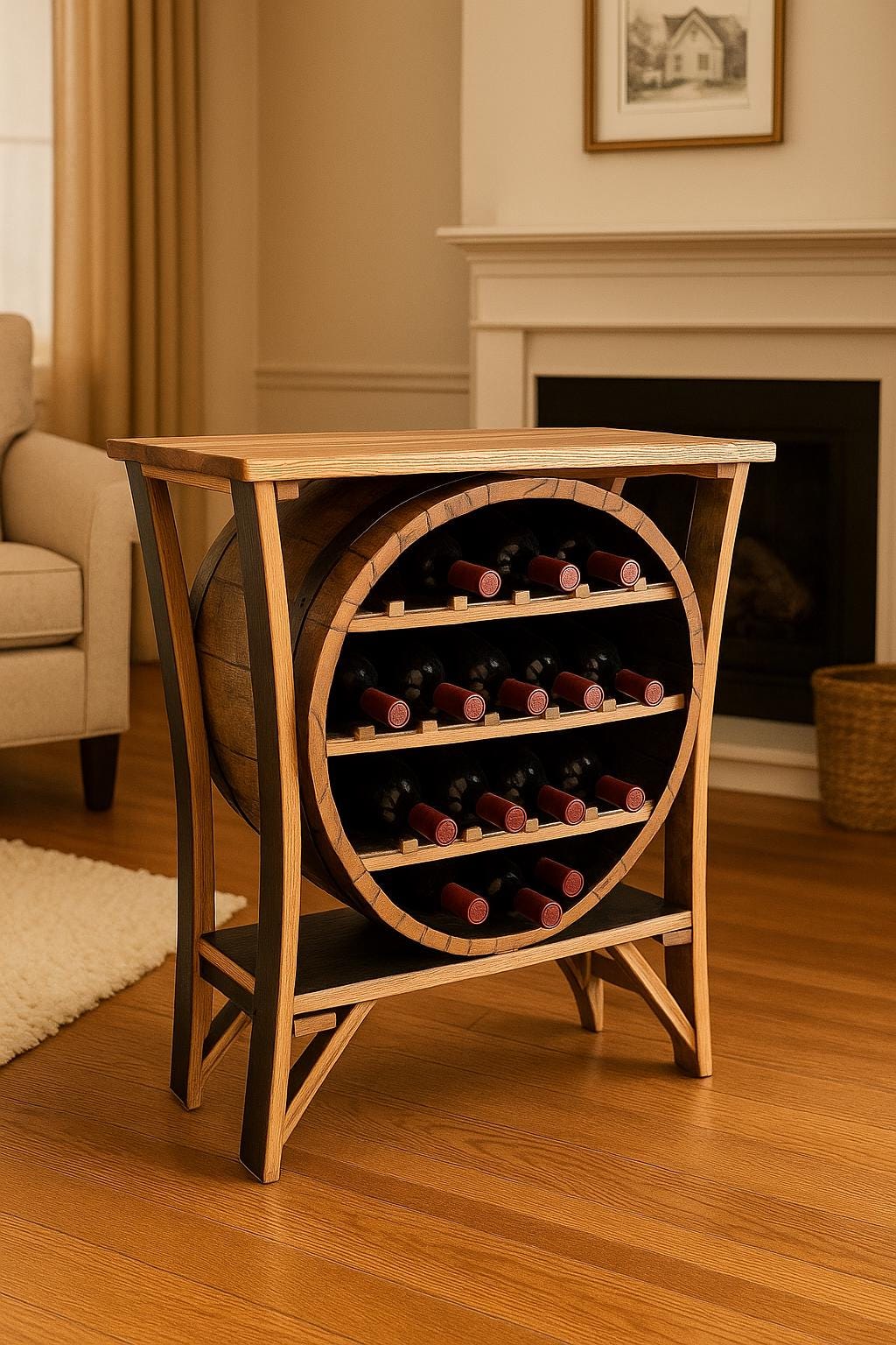Whiskey Barrel Wine Rack Made From Authentic  Whiskey Barrels - Burnt Hickory