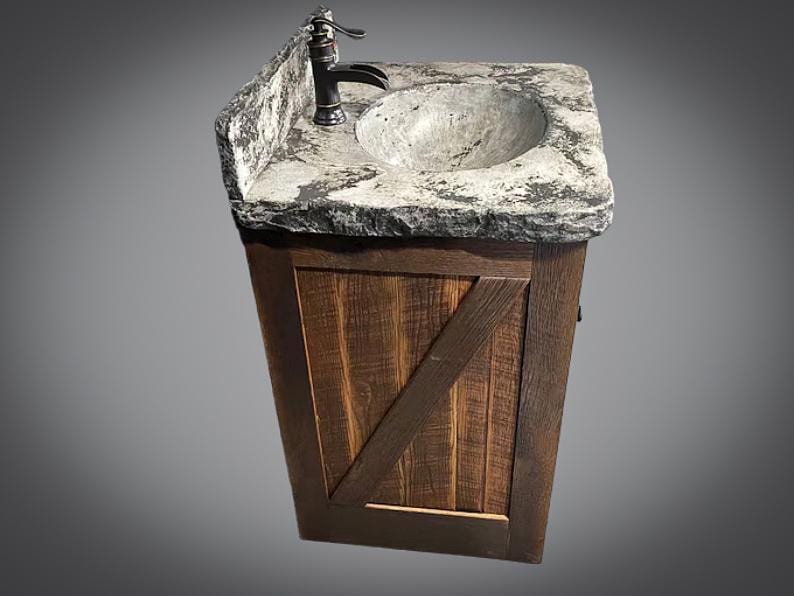 Reclaimed Rustic Barn Door Concrete Vanity 24"