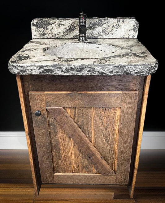 Reclaimed Rustic Barn Door Concrete Vanity 24"