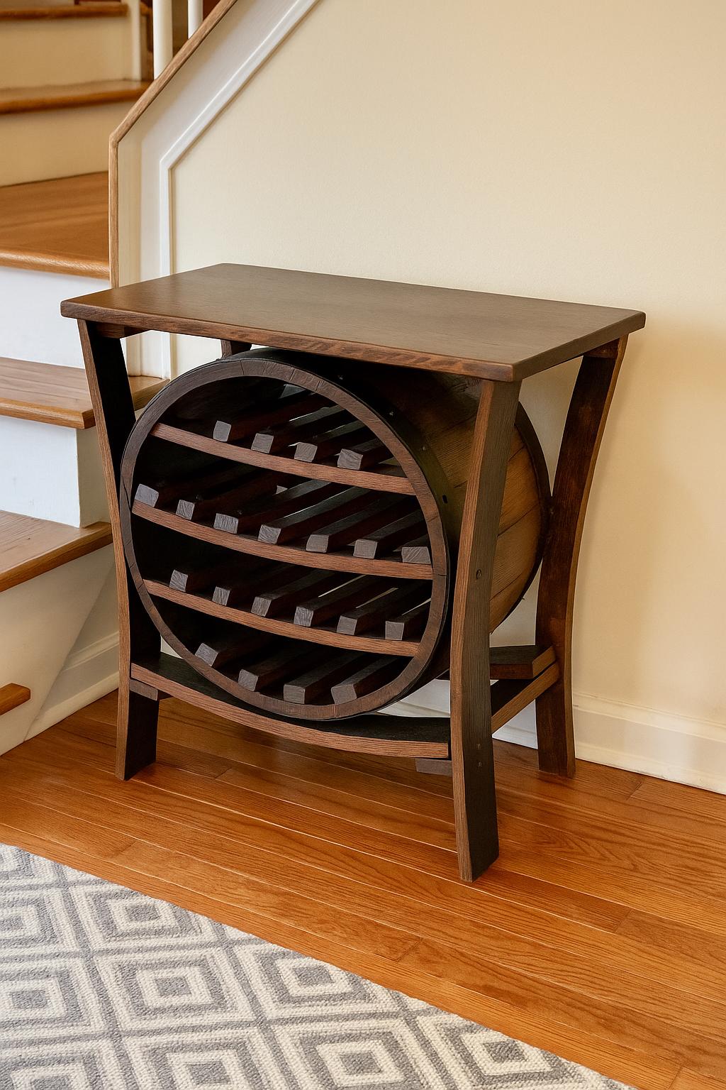 Wine Rack Made From Authentic Whiskey Barrels Whiskey Barrel Wine Rack