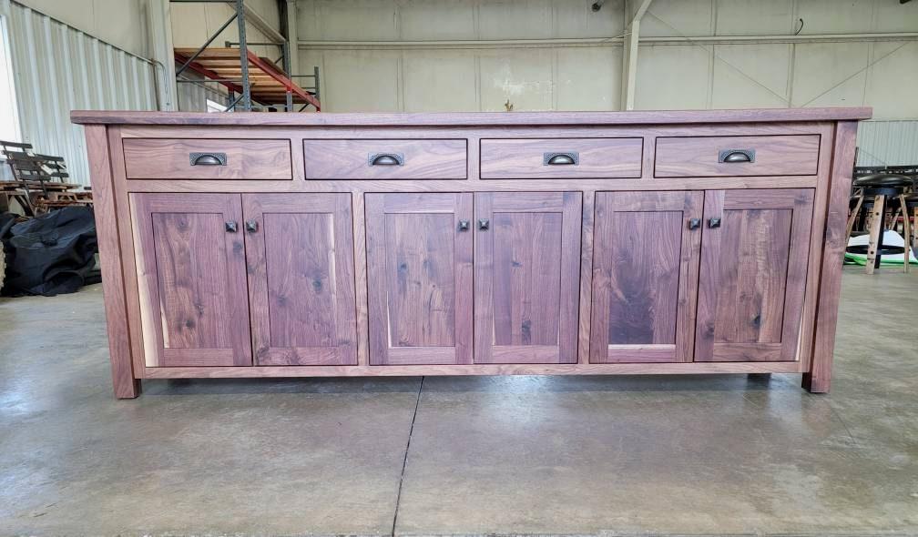 Walnut Sideboard Buffet Amish Built Rustic Walnut Buffet Made in the USA with Free Shipping!