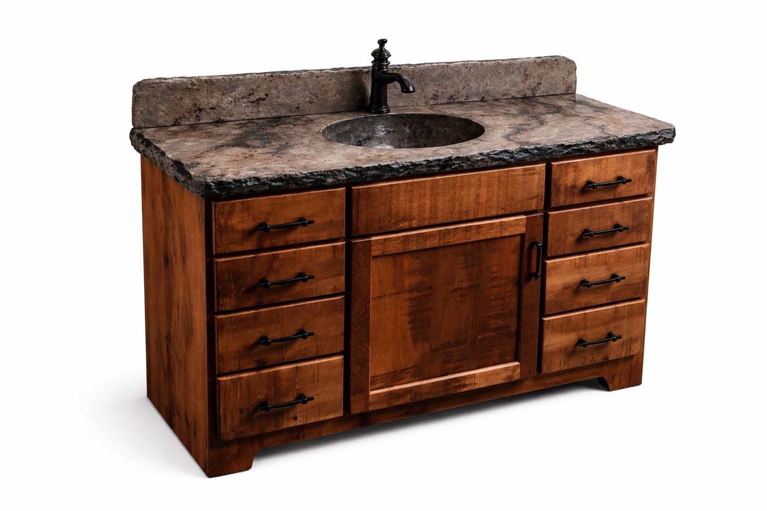 Rustic Bathroom Vanity with Concrete Top – Rough Sawn Maple Vanity – Amish Made Bathroom Vanity – Farmhouse Vanity Sink Cabinet