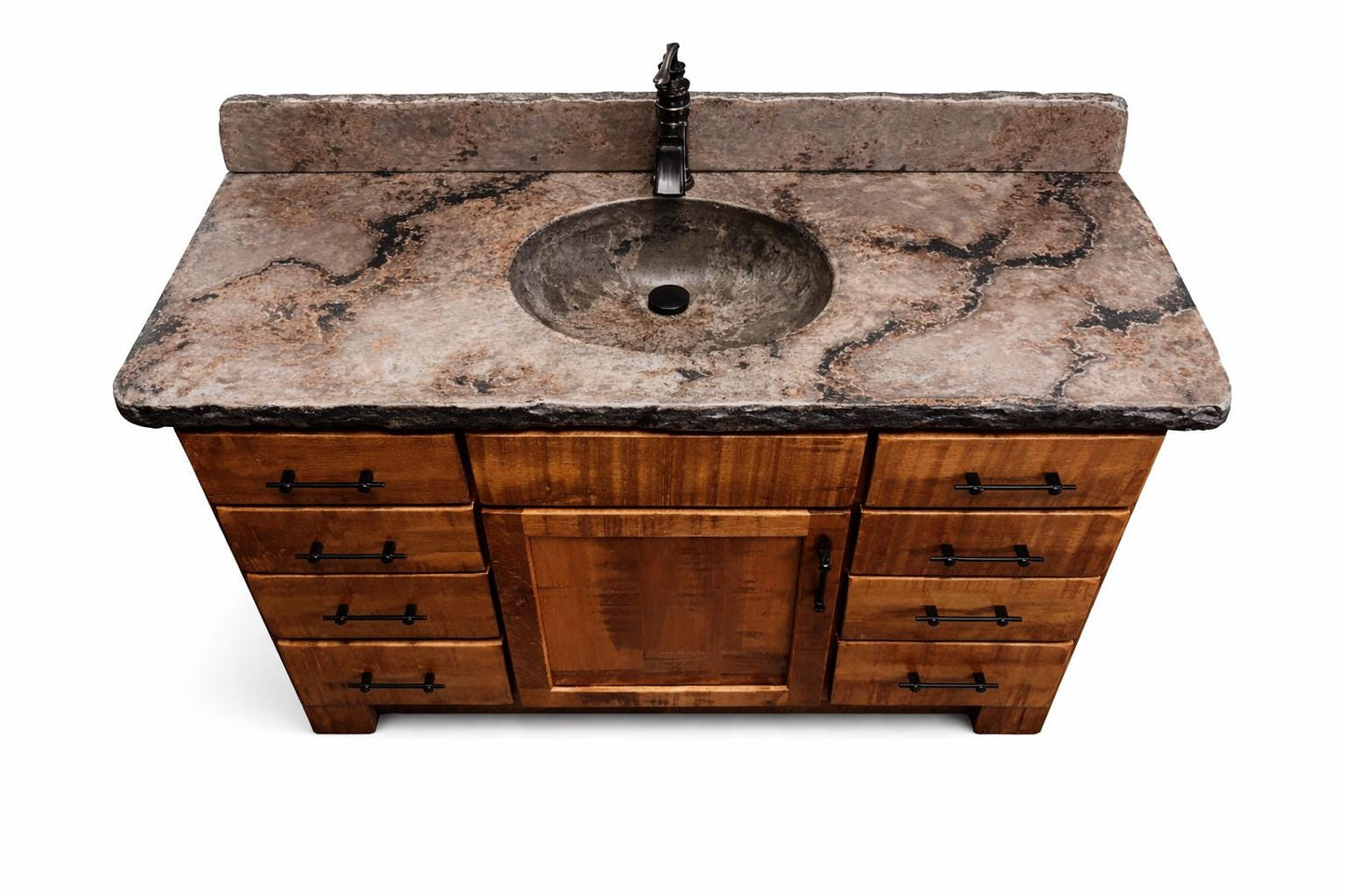 Rustic Bathroom Vanity with Concrete Top – Rough Sawn Maple Vanity – Amish Made Bathroom Vanity – Farmhouse Vanity Sink Cabinet
