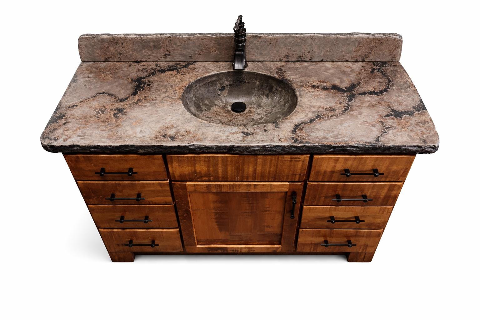 Rustic Bathroom Vanity with Concrete Top – Rough Sawn Maple Vanity – Amish Made Bathroom Vanity – Farmhouse Vanity Sink Cabinet