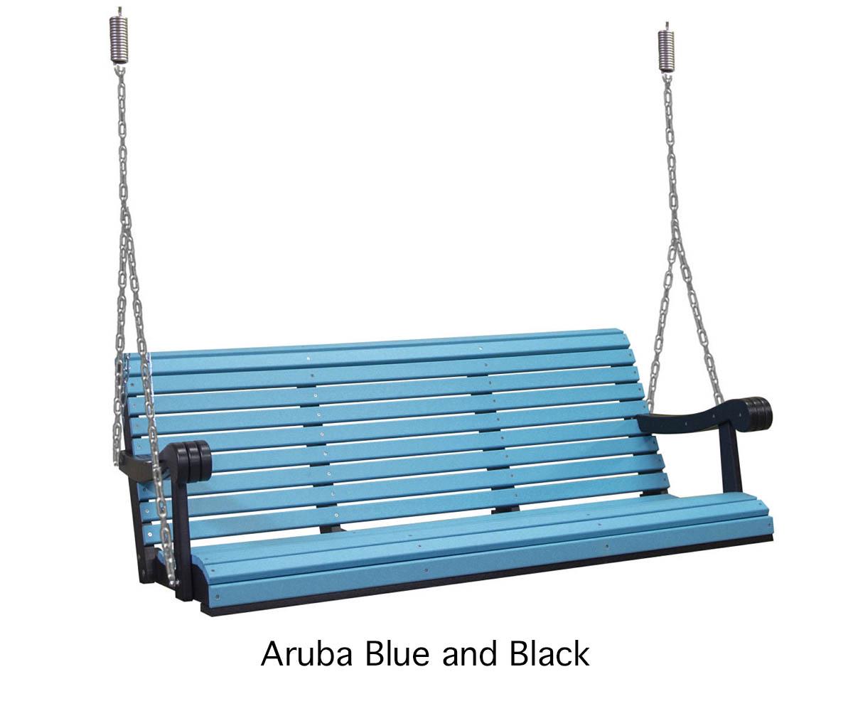 Poly Porch Swing 64” | Amish Made Outdoor Hanging Bench | Heavy Duty Swing w/ Chains & Springs | Modern Farmhouse Patio Swing | Weatherproof