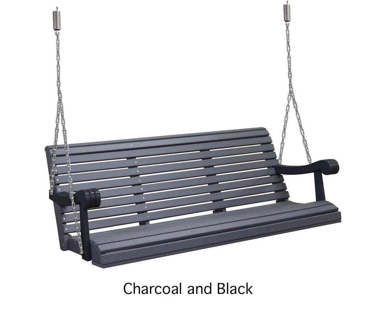 Poly Porch Swing 64” | Amish Made Outdoor Hanging Bench | Heavy Duty Swing w/ Chains & Springs | Modern Farmhouse Patio Swing | Weatherproof