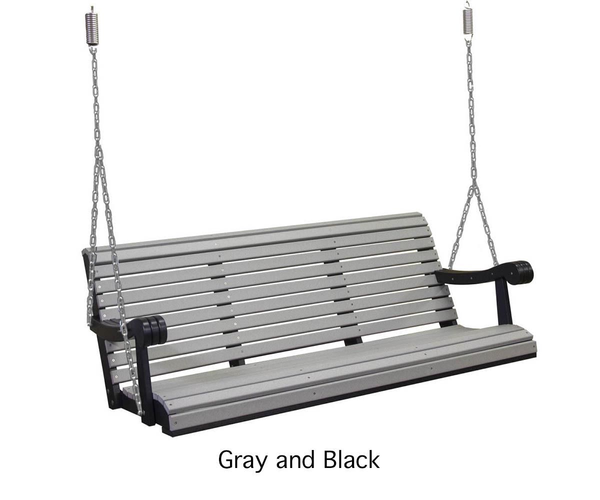 Poly Porch Swing 64” | Amish Made Outdoor Hanging Bench | Heavy Duty Swing w/ Chains & Springs | Modern Farmhouse Patio Swing | Weatherproof