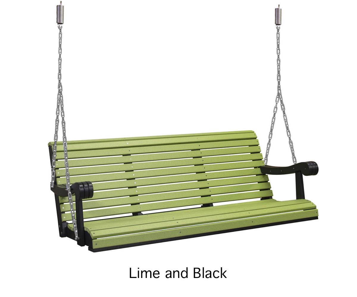 Poly Porch Swing 64” | Amish Made Outdoor Hanging Bench | Heavy Duty Swing w/ Chains & Springs | Modern Farmhouse Patio Swing | Weatherproof