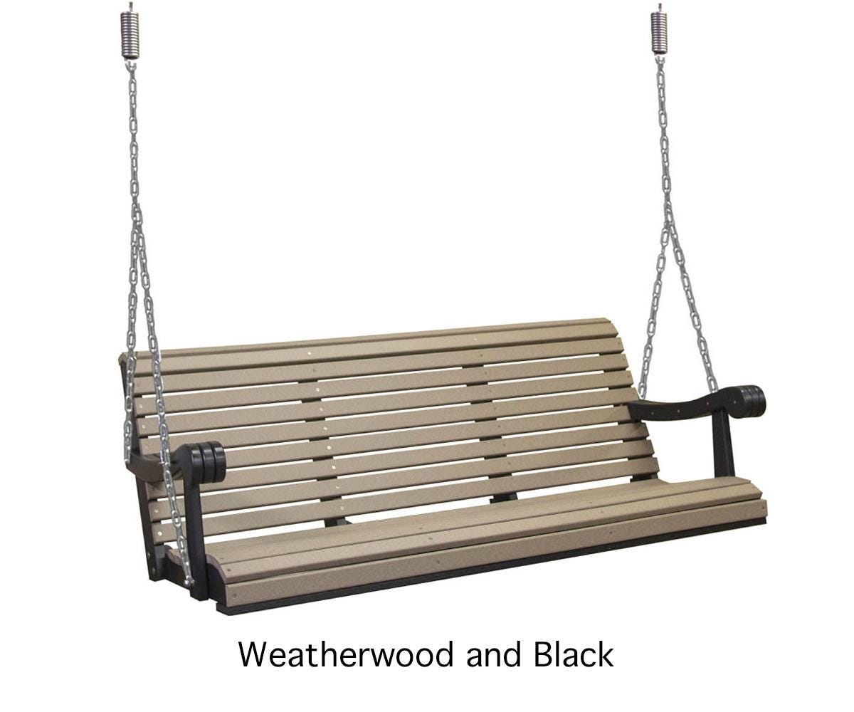 Poly Porch Swing 64” | Amish Made Outdoor Hanging Bench | Heavy Duty Swing w/ Chains & Springs | Modern Farmhouse Patio Swing | Weatherproof