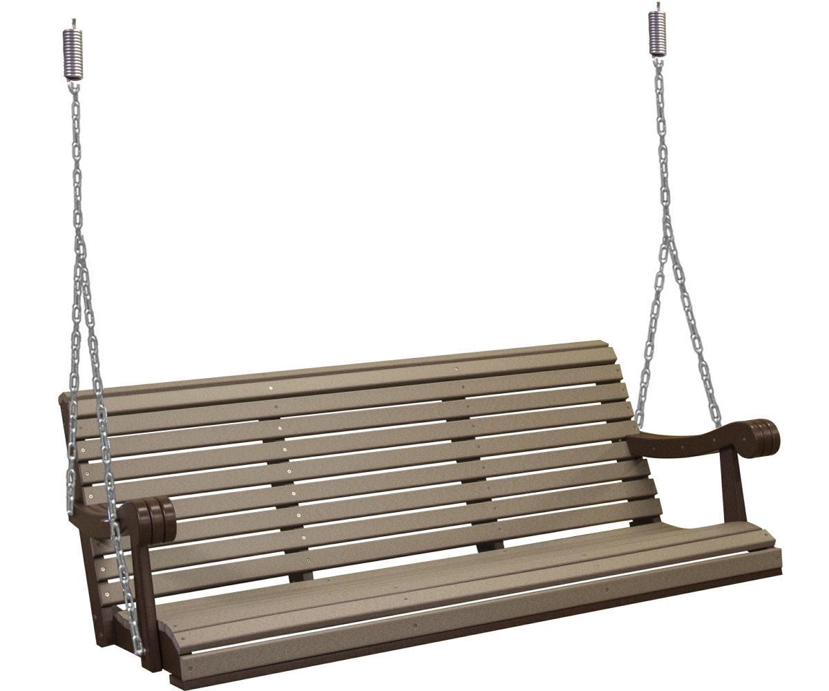 Poly Porch Swing 64” | Amish Made Outdoor Hanging Bench | Heavy Duty Swing w/ Chains & Springs | Modern Farmhouse Patio Swing | Weatherproof