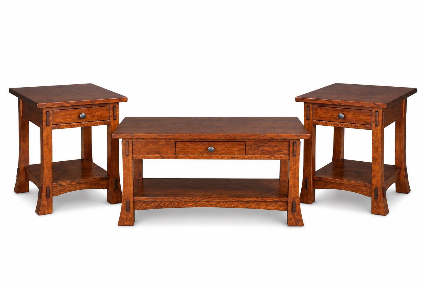 Amish Mission Style Coffee Table & End Table Set – Solid Wood Living Room Furniture – Rustic Craftsman Sofa Table Set – Handmade by Amish