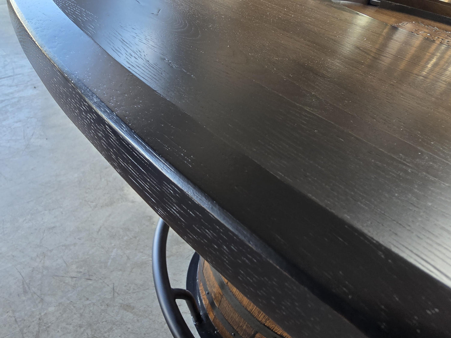 Jack Daniel’s® Whiskey Barrel | Pub Table | 54” Rustic Hickory Wood Top | Bourbon Barrel Bar Table w/ Glass Inlay | Man Cave Furniture