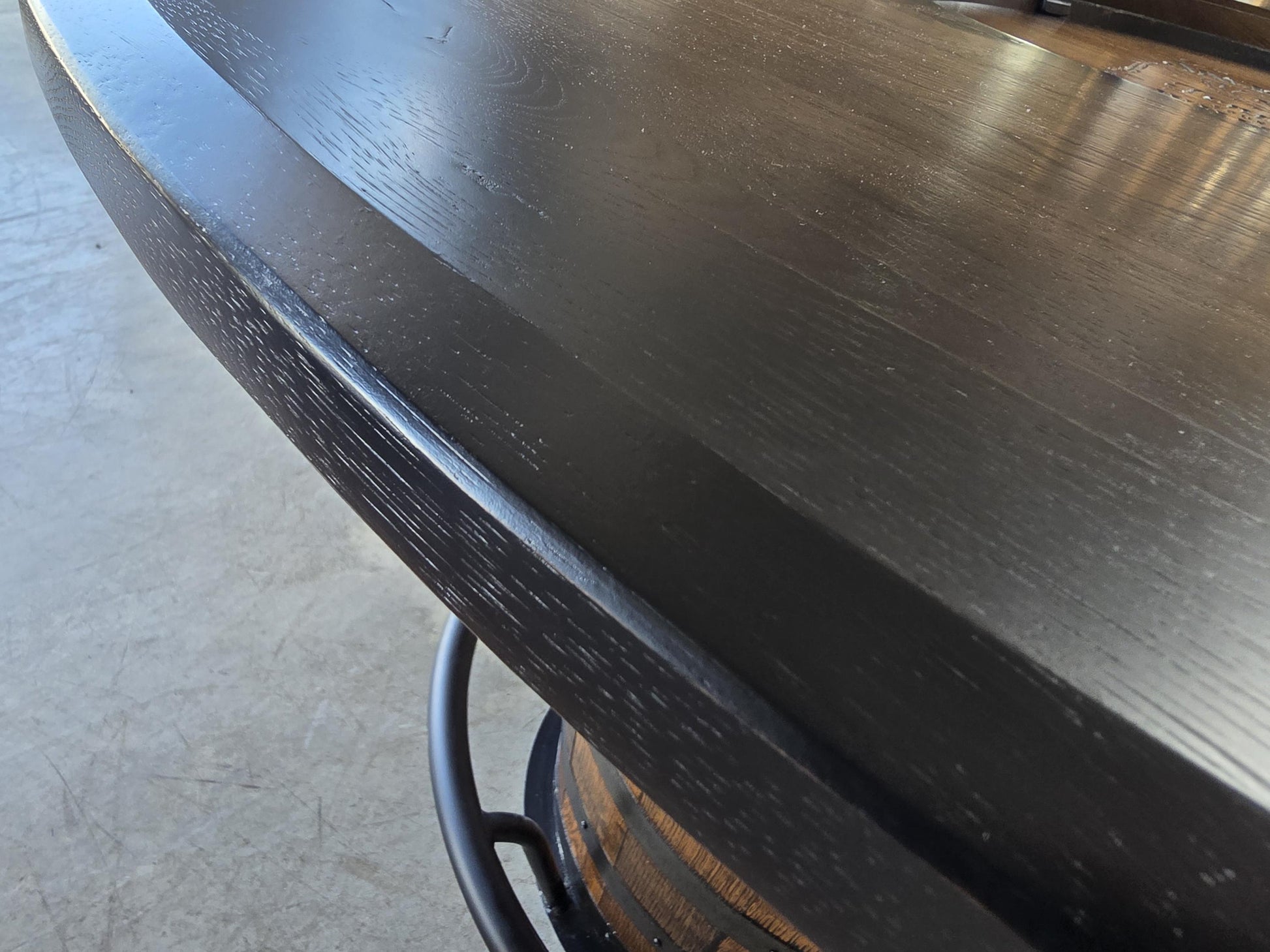 Jack Daniel’s® Whiskey Barrel | Pub Table | 54” Rustic Hickory Wood Top | Bourbon Barrel Bar Table w/ Glass Inlay | Man Cave Furniture
