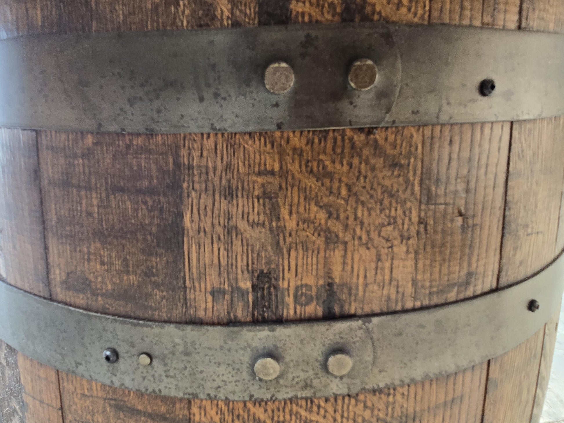 Jack Daniel’s® Whiskey Barrel | Pub Table | 54” Rustic Hickory Wood Top | Bourbon Barrel Bar Table w/ Glass Inlay | Man Cave Furniture