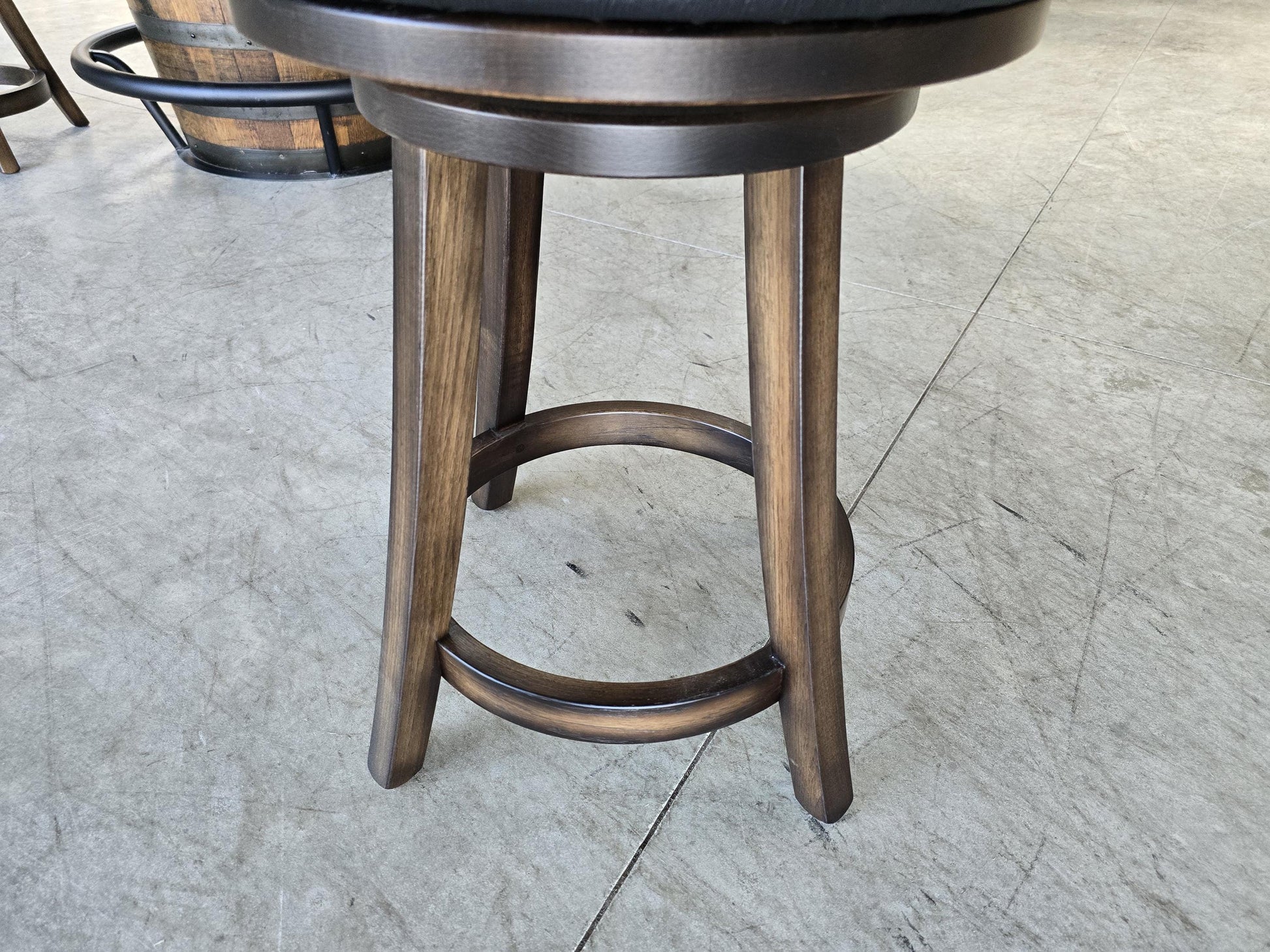 Jack Daniel’s® Whiskey Barrel | Pub Table | 54” Rustic Hickory Wood Top | Bourbon Barrel Bar Table w/ Glass Inlay | Man Cave Furniture
