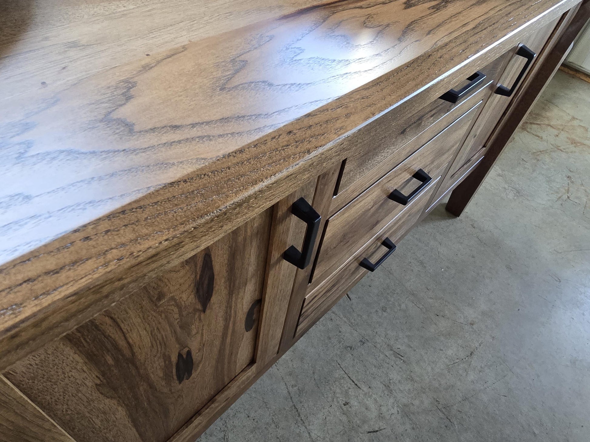 60" Rustic Hickory Brantley Twist Leg Server Buffet | Amish Handcrafted Sideboard Cabinet | Solid Wood Dining Room Storage Console