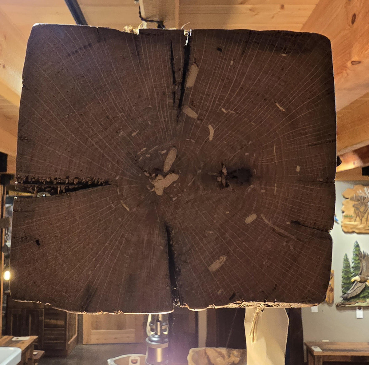 Reclaimed Barn Beam Chandelier, Rustic Wood Hanging Light, 48” Farmhouse Dining Room Light, Cabin Kitchen Island Lighting, Edison Light