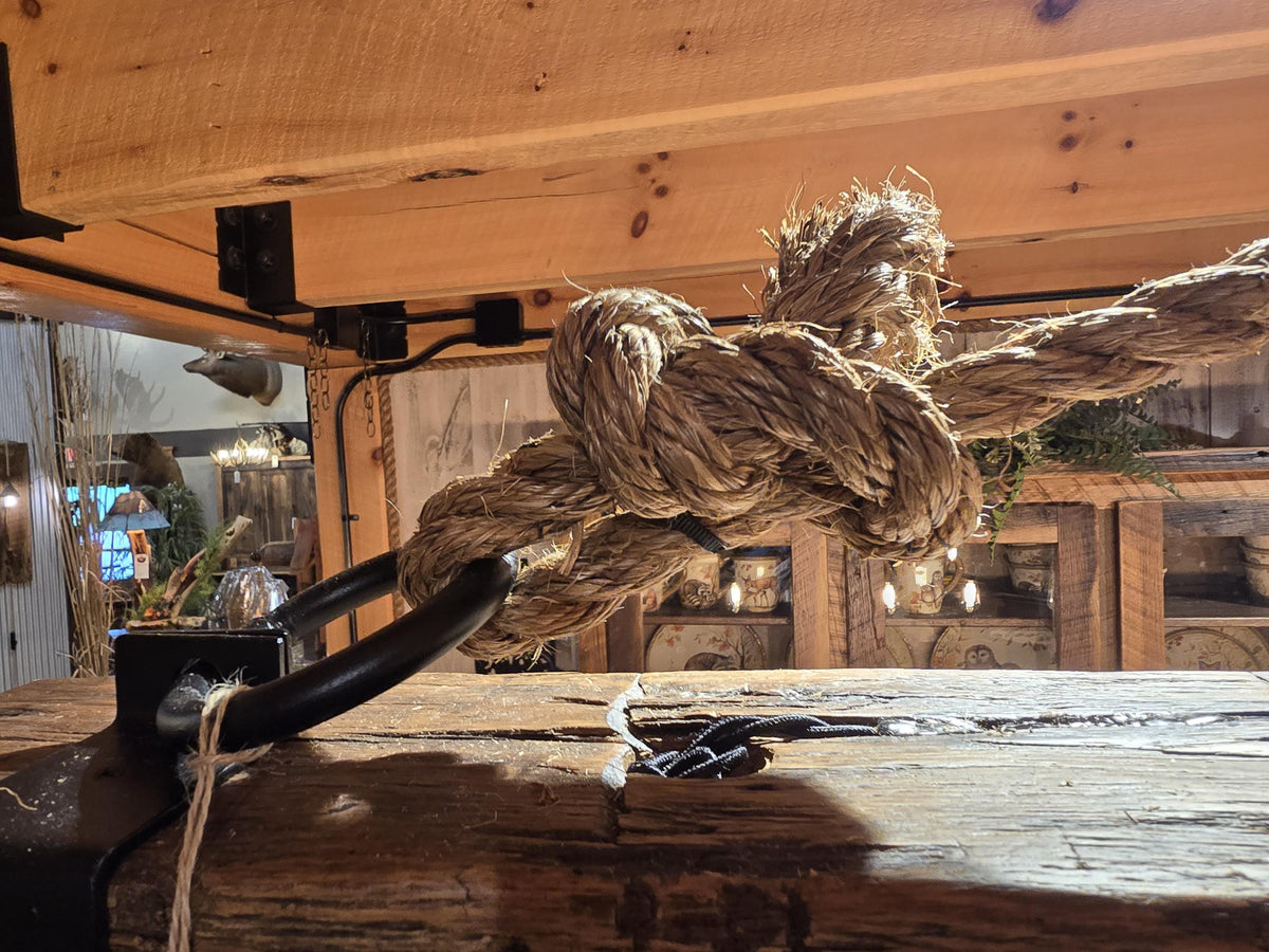 Reclaimed Barn Beam Chandelier, Rustic Wood Hanging Light, 48” Farmhouse Dining Room Light, Cabin Kitchen Island Lighting, Edison Light